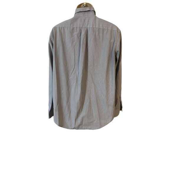 Ralph Lauren Button Down Men Size 16 34/35 Blue Stripe Cotton Long Sleeve - Picture 4 of 8